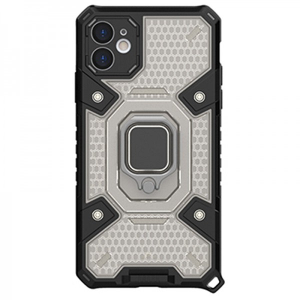 Husa Spate Upzz Techsuit Honeycomb Armor Cu Inel Metalic Compatibila Cu iPhone 11 Negru