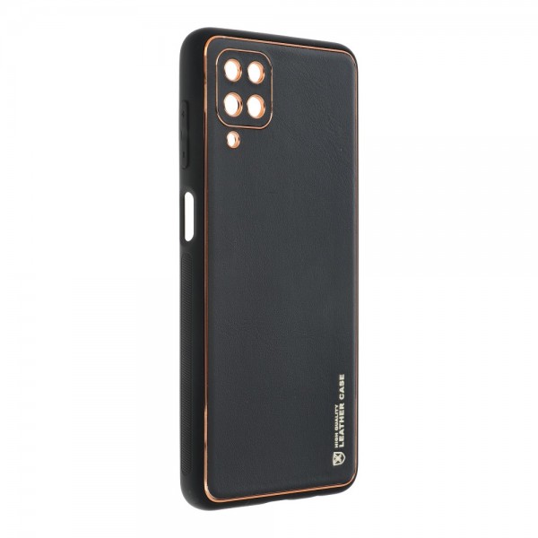 Husa Spate Cu Protectie La Camera Forcell Leather Compatibila Cu Samsung Galaxy A12, Piele Ecologica, Negru