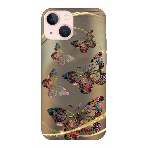 Husa Silicon Soft Upzz Print Compatibila Cu iPhone 13 Mini Model Golden Butterfly itelmobile.ro imagine noua 2022