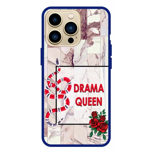 Husa Premium Spate Upzz Pro Anti Shock Compatibila Cu iPhone 13 Pro , Model Drama Queen, Rama Albastra geekmall.ro imagine noua tecomm.ro