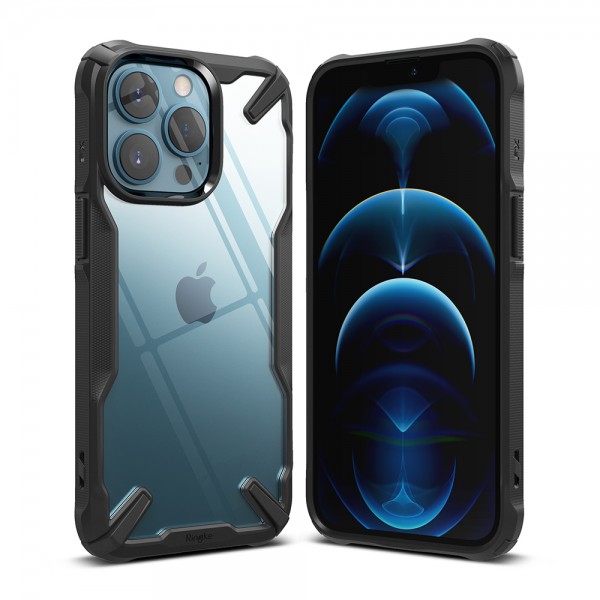 Husa Spate Premium Ringke Fusion X Compatibila Cu iPhone 13 Pro, Transparenta Cu Rama Neagra geekmall.ro imagine noua tecomm.ro