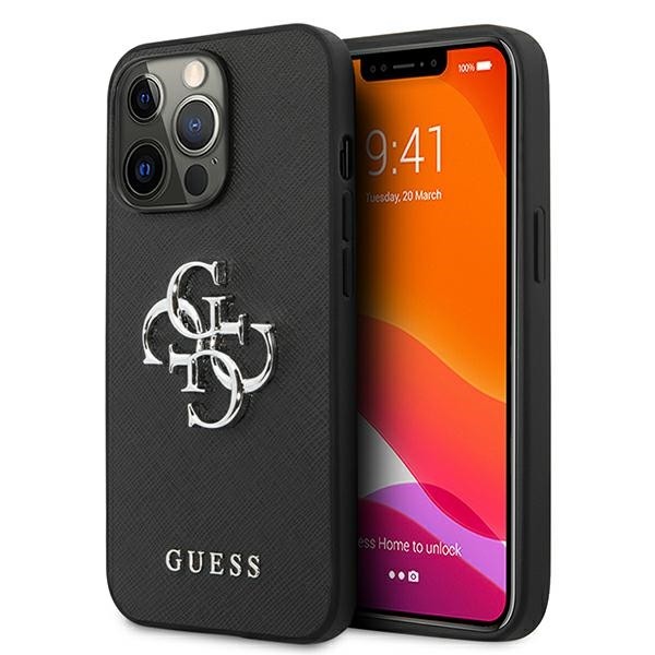 Husa Spate Guess Compatibila Cu iPhone 13 Pro, Colectia Saffiano 4g Metal Logo, Negru - 9024093