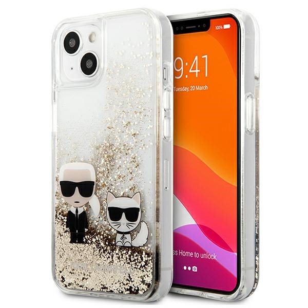 Husa Spate Karl Lagerfeld Compatibila Cu iPhone 13, Colectia Liquid Glitter Karl Si Choupette, Gold – 9027308 geekmall.ro imagine noua tecomm.ro
