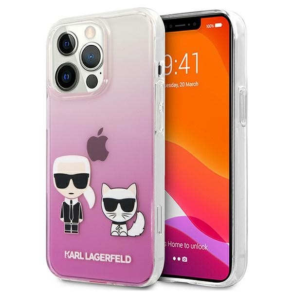 Husa Spate Karl Lagerfeld Compatibila Cu iPhone 13 Pro Max, Colectia Karl Si Choupette, Roz - 9027445