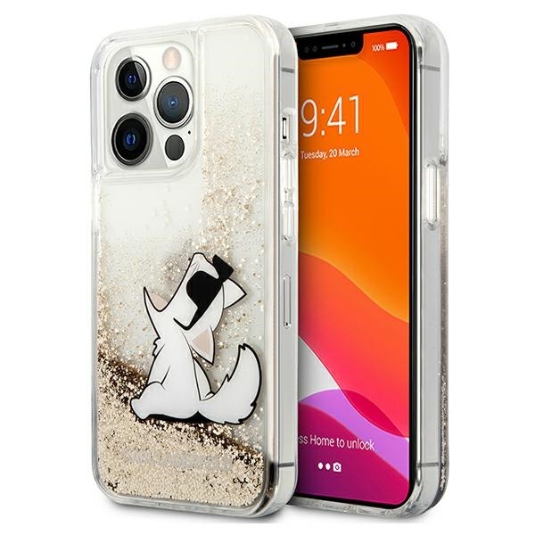 Husa Spate Karl Lagerfeld Compatibila Cu iPhone 13 Pro Max, Colectia Liquid Glitter Choupette Fun, Gold – 9029043 geekmall.ro imagine noua tecomm.ro