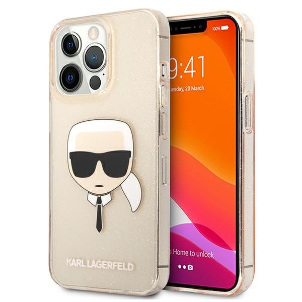 Husa Spate Karl Lagerfeld Compatibila Cu iPhone 13 Pro Max, Colectia Glitter Karl Head, Gold – 027605 geekmall.ro imagine noua tecomm.ro