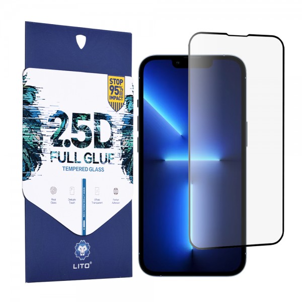 Folie Protectie Lito Full Glue Pentru iPhone 13 Mini, Transparenta Cu Margine Neagra itelmobile.ro imagine noua 2022