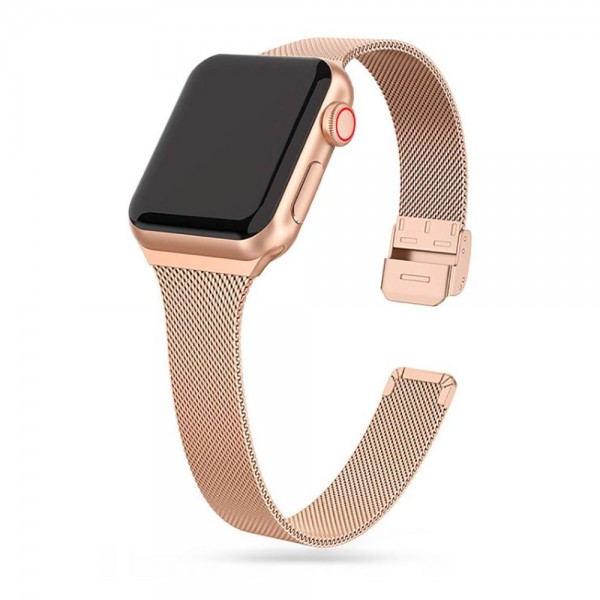 Curea Upzz Tech Thin Milanese Compatibila Cu Apple Watch 4 / 5 / 6 / 7 / Se (38 / 40 / 41 Mm), Gold