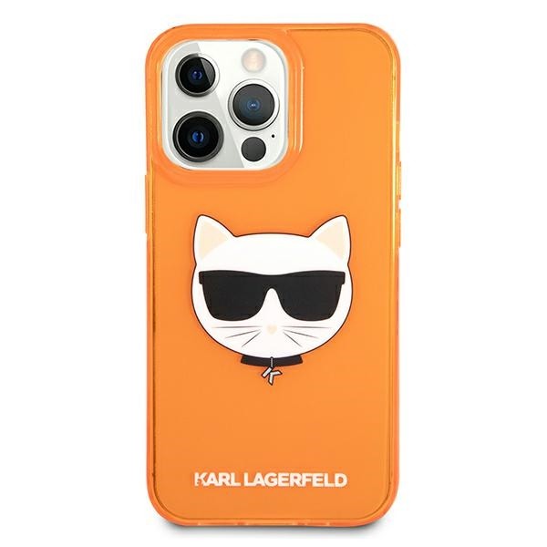 Husa Spate Karl Lagerfeld Compatibila Cu iPhone 13 Pro, Colectia Glitter Choupette Fluo, Orange – 027872 027872 imagine noua 2022