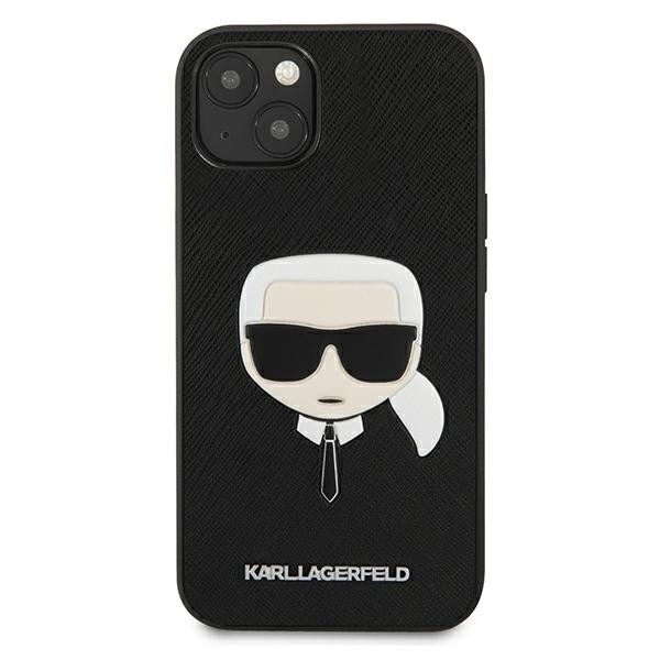 Husa Spate Karl Lagerfeld Compatibila Cu iPhone 13, Colectia Saffiano Ikonki Karl Head, Negru - 027629