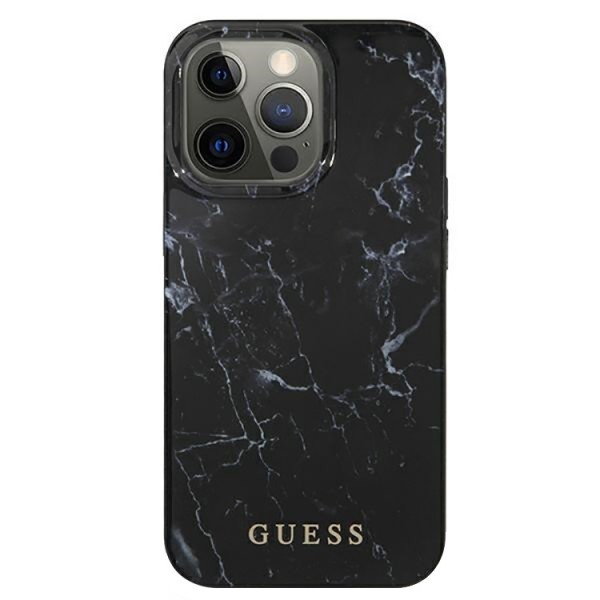 Husa Spate Guess Compatibila Cu iPhone 13 Pro Max, Colectia Marble, Negru - 033545
