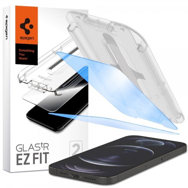 Folie Premium Ecran Sticla Securizata Spigen Glass Tr Ez Fit Pentru iPhone 13 Pro Max, Kit Complet De Montaj ,2 Bucati, Antiblue geekmall.ro imagine noua tecomm.ro