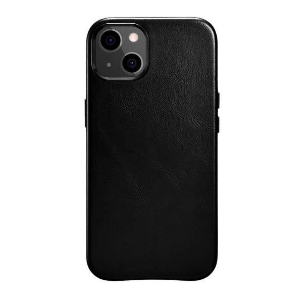 Husa Premium Icarer Leather Oil Wax, Pentru iPhone 13, Piele Naturala, Negru iCarer imagine noua 2022