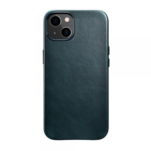 Husa Premium Icarer Leather Oil Wax, Pentru iPhone 13, Piele Naturala, Albastru iCarer imagine noua 2022