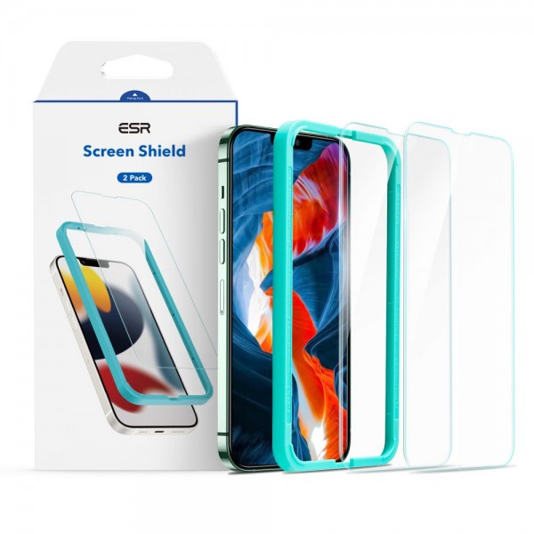 Folie Protectie Transparenta Case Friendly Esr Tempered Glass Compatibila Cu iPhone 13/13 Pro 2-pack ESR imagine noua 2022