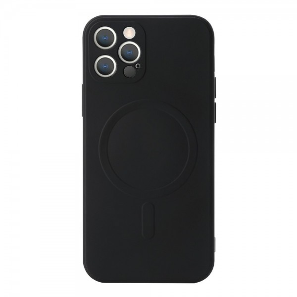 Husa Spate Upzz Magsafe Compatibila Cu iPhone 13 Pro Max, Microfibra La Interior, Negru itelmobile.ro