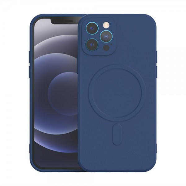 Husa Spate Upzz Magsafe Compatibila Cu iPhone 13 Pro Max, Microfibra La Interior, Albastru itelmobile.ro imagine noua 2022