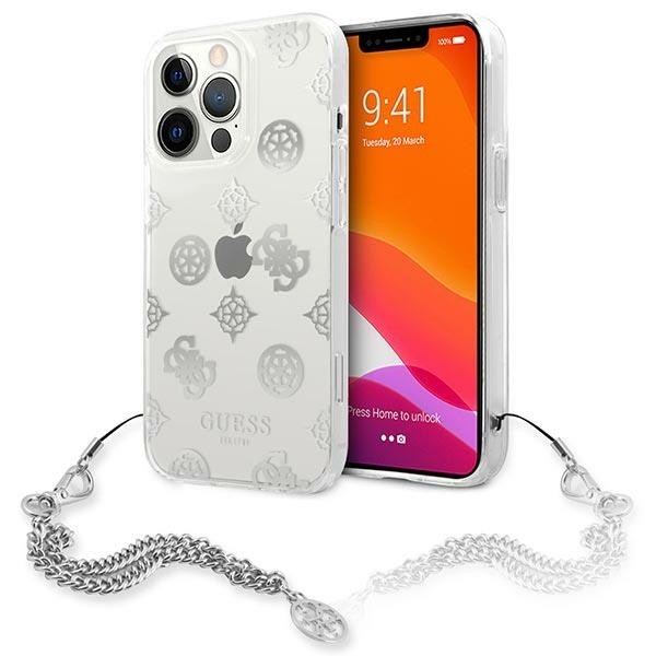 Husa Guess Compatibila Cu iPhone 13 Pro Max, Colectia Peony Chain, Silver - 024987