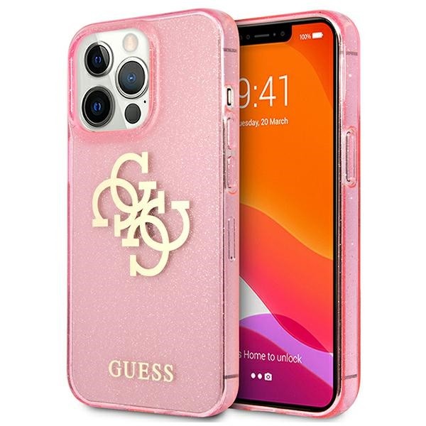 Husa Guess Compatibila Cu iPhone 13 Pro Max, Colectia Big Logo Glitter, Roz - 024505