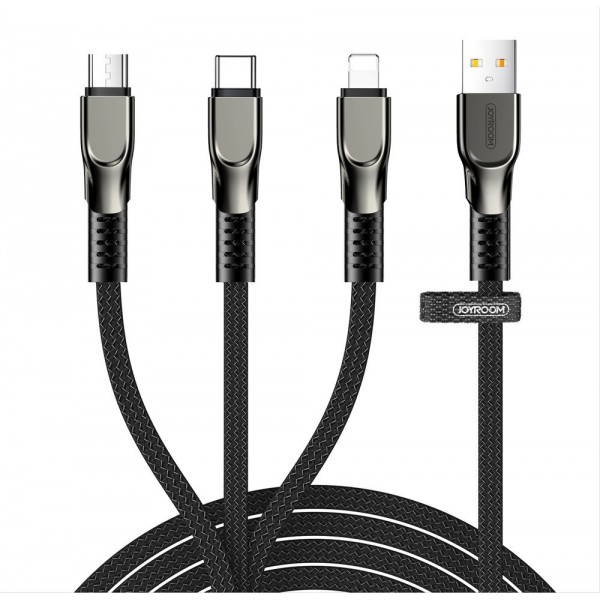 Cablu Date Incarcare Joyroom 3 In 1, Usb – Lightning / Microusb / Usb Type C 3,5a 480 Mbps 1,3m Black (s-1335k4) geekmall.ro imagine noua tecomm.ro