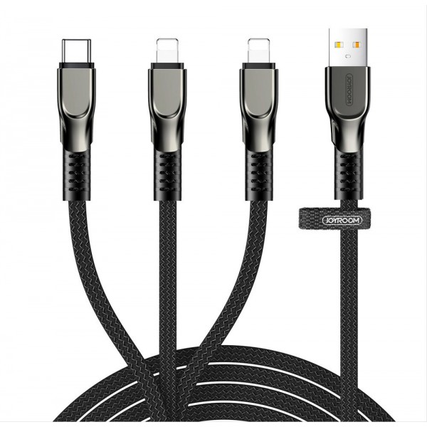 Cablu Date Incarcare Joyroom 3 In 1, Usb – Lightning / Lightning / Usb Type C 3,5a 480 Mbps 1,3m Black – 147806 geekmall.ro imagine noua tecomm.ro