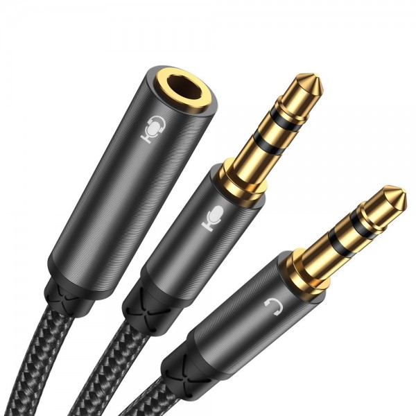 Cablu Audio Splitter Joyroom Aux Mini Mufa 3,5 Mm (female) – 2x Mini Mufa 3,5 Mm (male – Microfon Si Casti) 0,2m Negru (sy-a05) itelmobile.ro imagine noua 2022