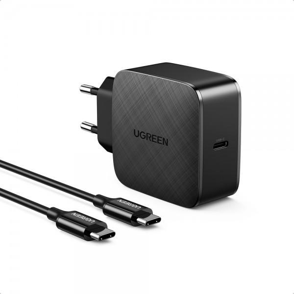 Incarcator Ugreen An (gallium Nitride) Fast Charger Usb Type C 65w Quick Charge Power Delivery + Cablu Usb-c La Usb-c
